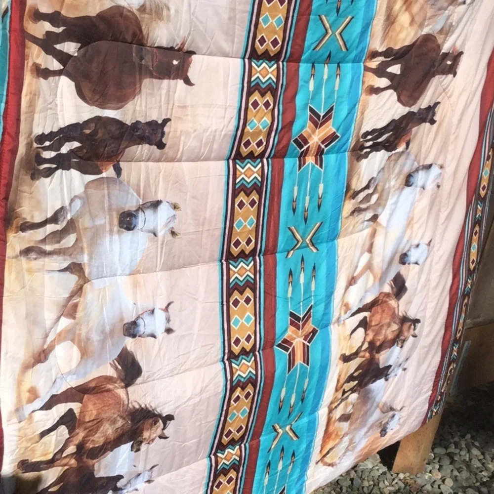 Rodeo horse cowgirl horse trailer bedding motor home cabin lodge cabin decor